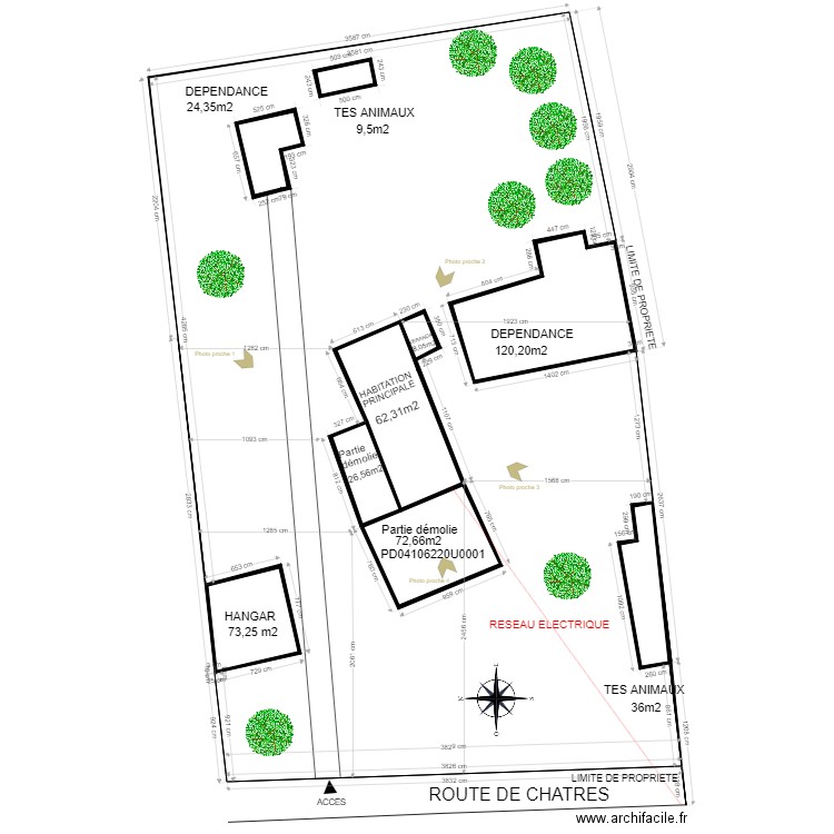 Plan de masse existant V2. Plan de 0 pièce et 0 m2