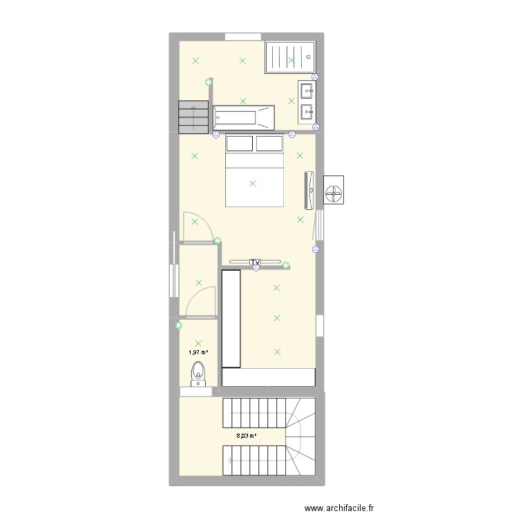 AGENCEMENT MORIN PASCAL SUITE . Plan de 5 pièces et 42 m2