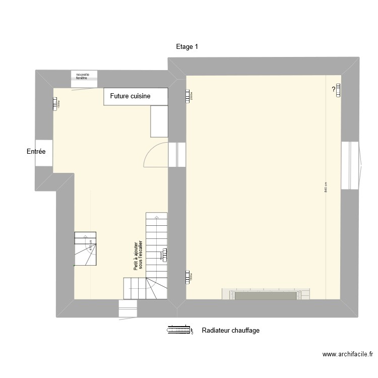 guillemat etage 1. Plan de 2 pièces et 80 m2
