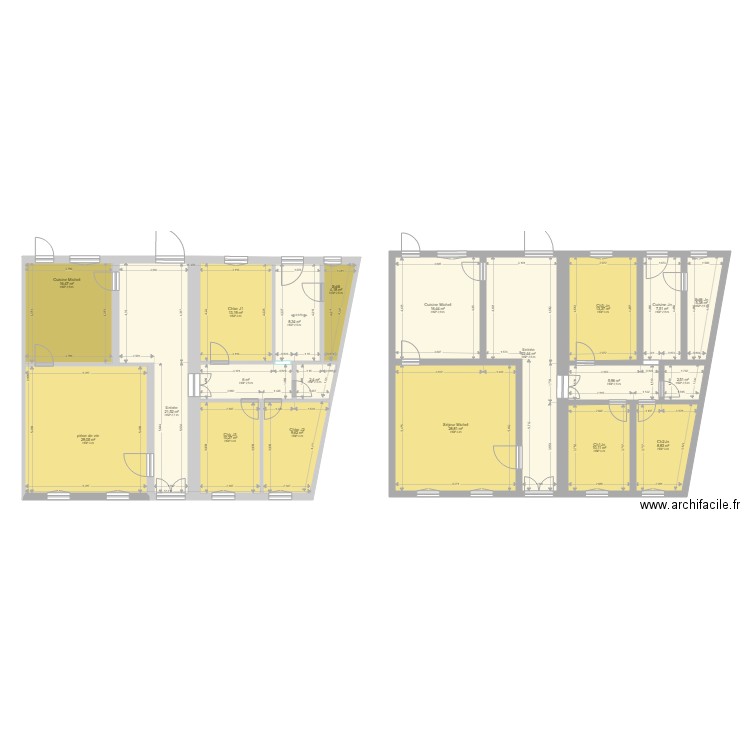 Emprise sol v1. Plan de 20 pièces et 242 m2