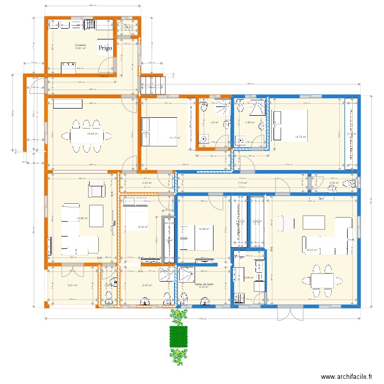 Villa BS(2) - 2 studio. Plan de 24 pièces et 200 m2