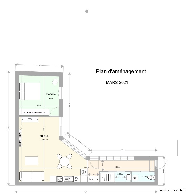 Plan extension coté. Plan de 0 pièce et 0 m2