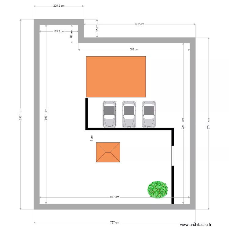 Projet implantation chalet de jardin NICE 6m x 6m. Plan de 