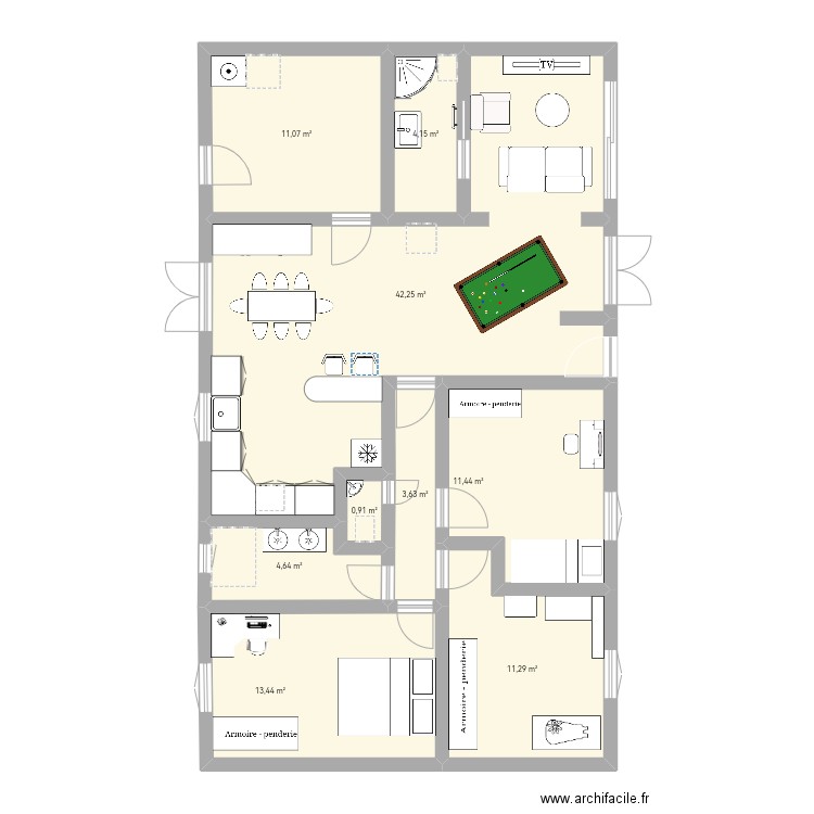 Maison 3. Plan de 9 pièces et 103 m2