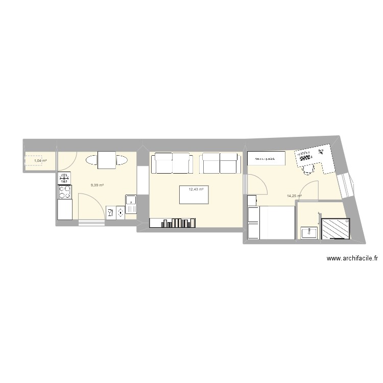 111. Plan de 4 pièces et 37 m2