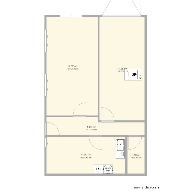 corme3. Plan de 5 pièces et 57 m2