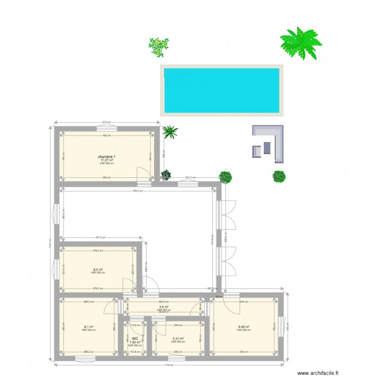 plan maison avec piscine roger. Plan de 0 pièce et 0 m2
