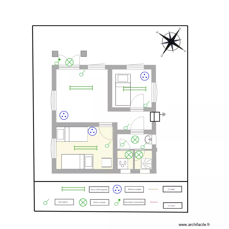 Lyc&eacute;e Anbohimandroso maison garde internat. Plan de 