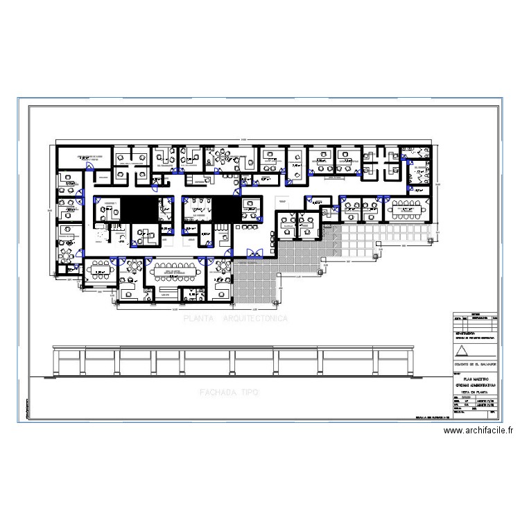 Trabajo empresa, espejos. Plan de 39 pièces et 118 m2