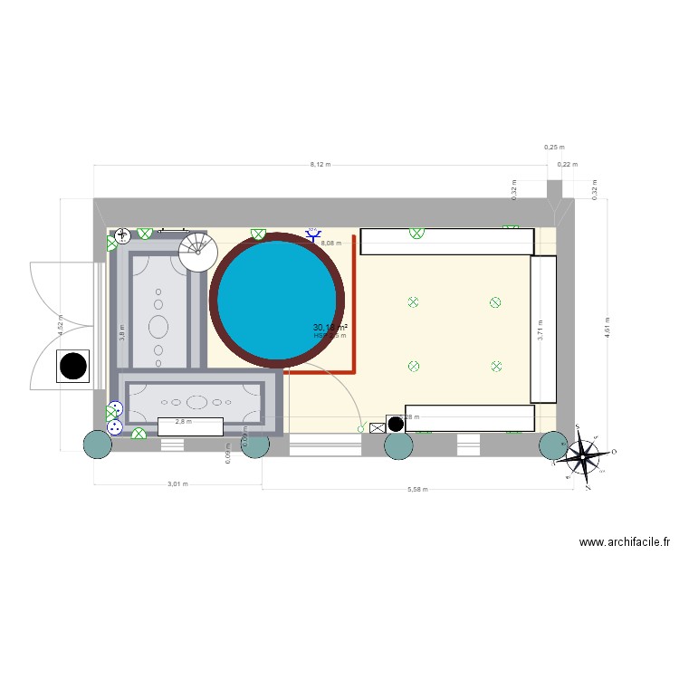 Garage futur 2. Plan de 1 pièce et 30 m2