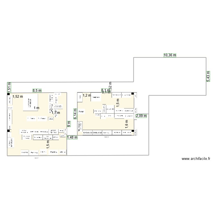 PREPA V3. Plan de 2 pièces et 126 m2