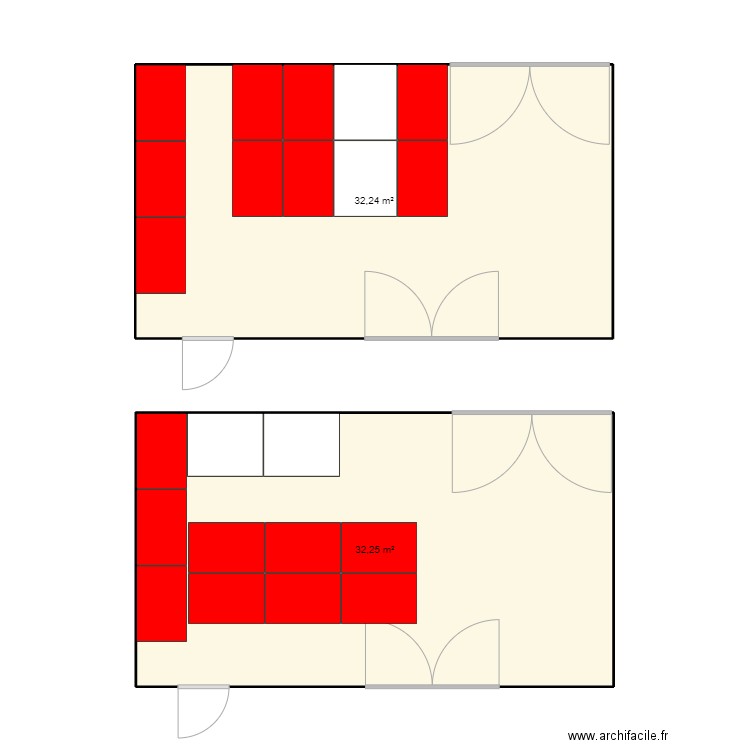 SAS Livraison. Plan de 2 pièces et 64 m2