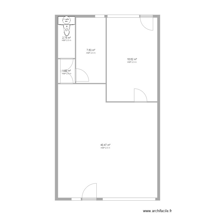 SaintSabin-projet. Plan de 5 pièces et 69 m2