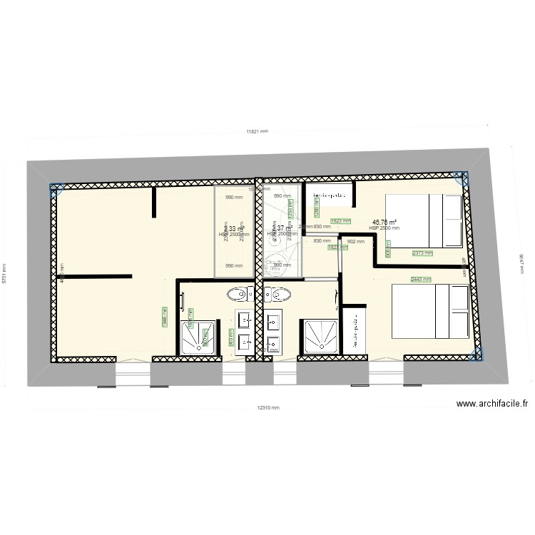 SCI sureau 2. Plan de 4 pièces et 108 m2