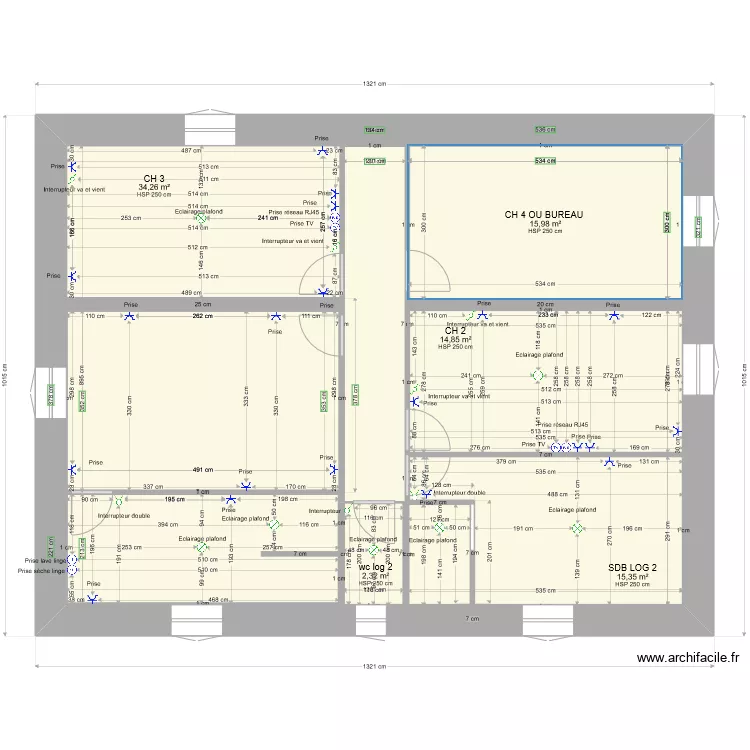 PLAN LACAUNE GABI ETAGE 2 LOG 2 elec. Plan de 