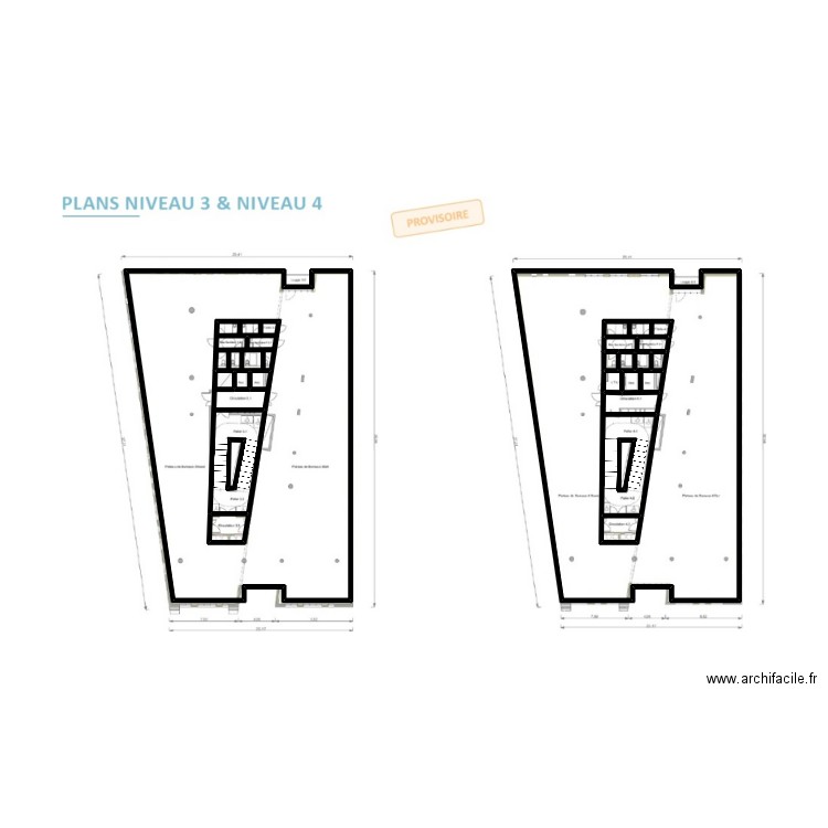 44484 croquis 3ème et 4ème étages. Plan de 13 pièces et 38 m2