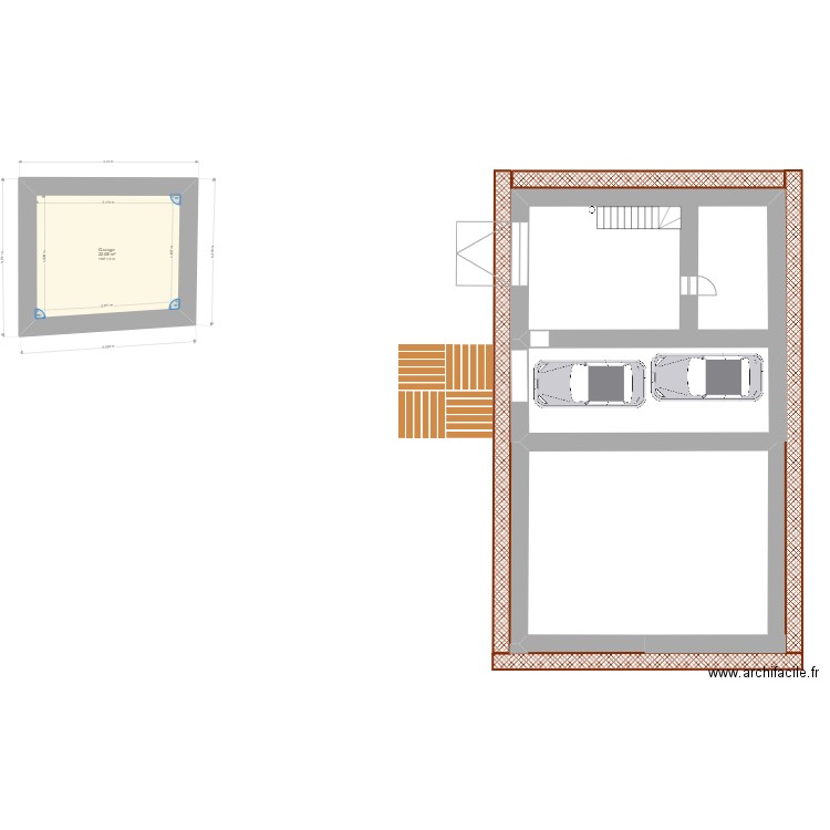 La chape rdc. Plan de 1 pièce et 23 m2