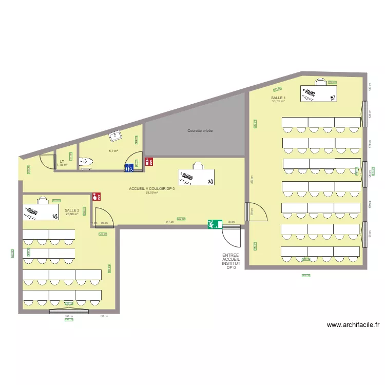 PLAN N2 INSTITUT SUPERIEUR DU DROIT APRES TRAVAUX. Plan de 