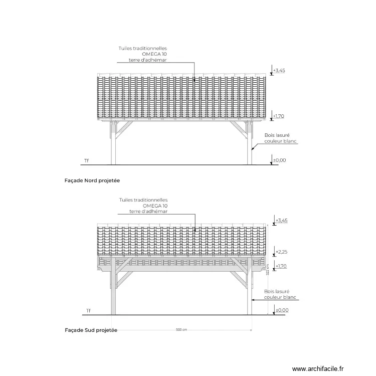 vue est et ouest carport. Plan de vue est et ouest carport. Plan de