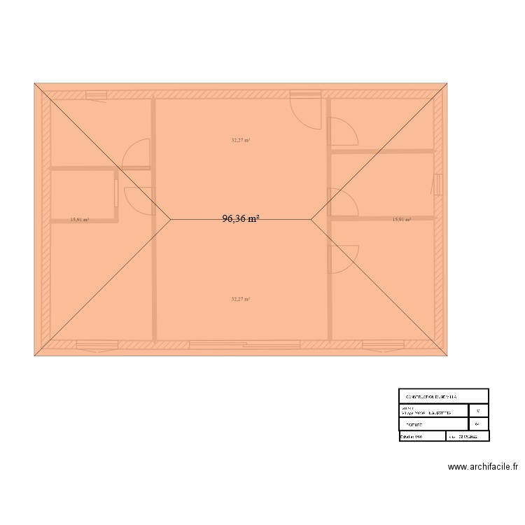 fredtoiture. Plan de 6 pièces et 75 m2