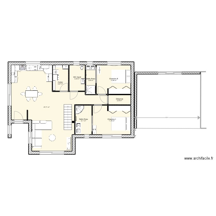Le Henanff I. Plan de 8 pièces et 89 m2