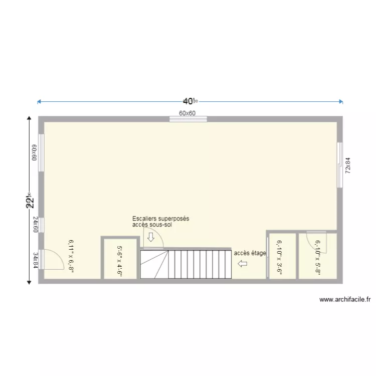 Addenda sous sol pas logement 22x40. Plan de 