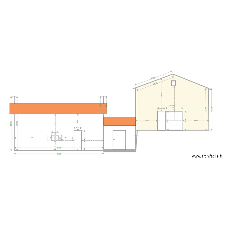 facade grange + annexe Est ENTREE df. Plan de 0 pièce et 0 m2