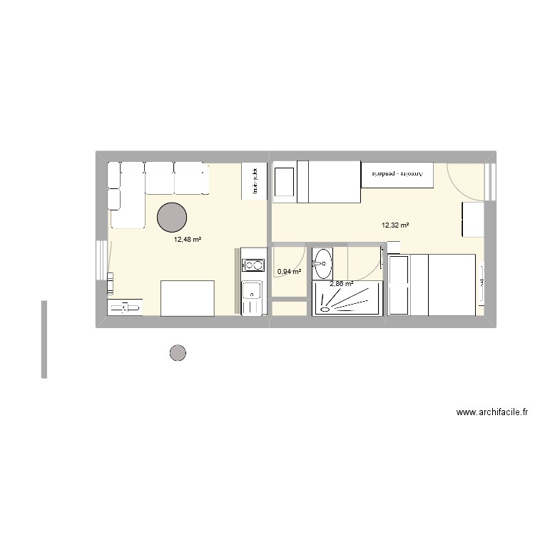 alpe. Plan de 4 pièces et 29 m2