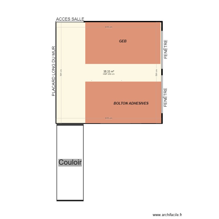 SALON DU HAUT. Plan de 1 pièce et 36 m2