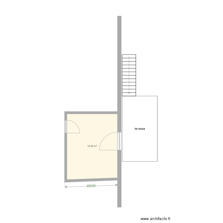 terrasse véro. Plan de 2 pièces et 22 m2