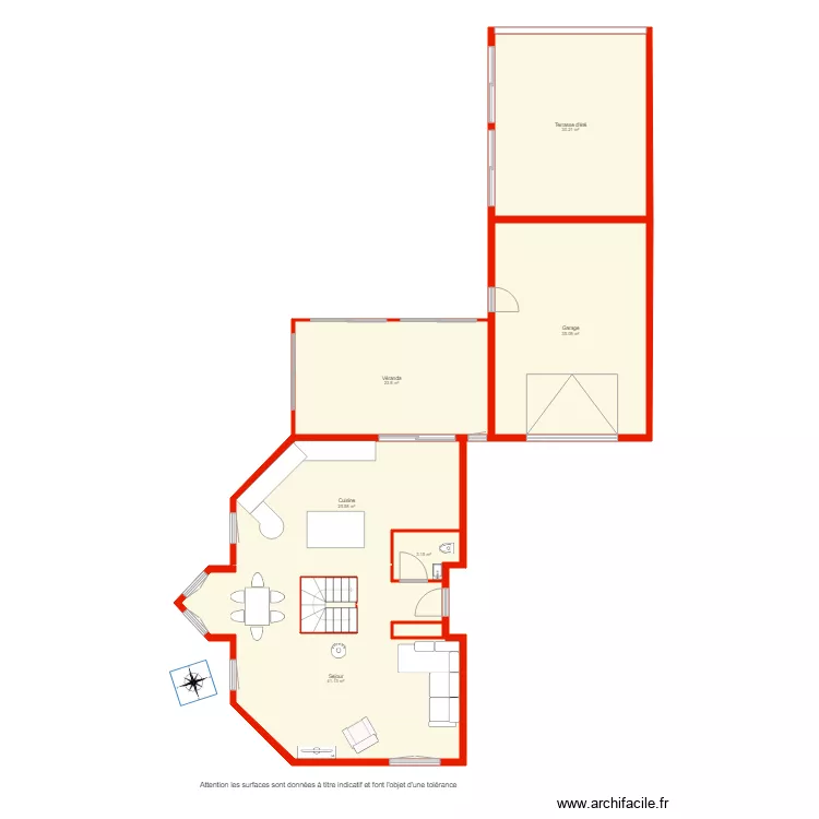 BI 2377 rdc non c&ocirc;t&eacute;. Plan de 