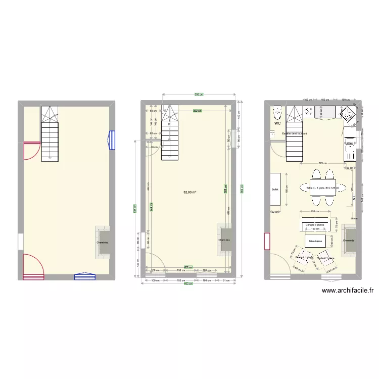 cuisine/salon Rdc. Plan de 