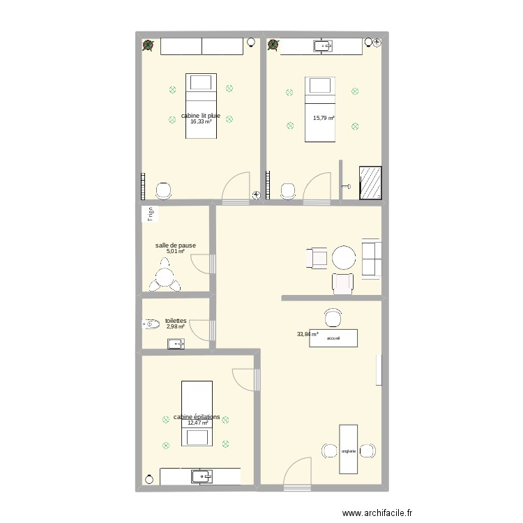 perle marine. Plan de 6 pièces et 86 m2