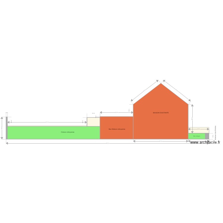 PLAN DE FACADE MITOYEN CIBLE SO. Plan de 0 pièce et 0 m2