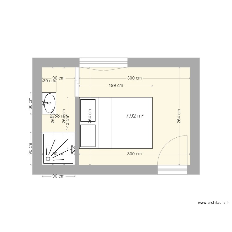 CHARAVEL 3. Plan de 2 pièces et 10 m2