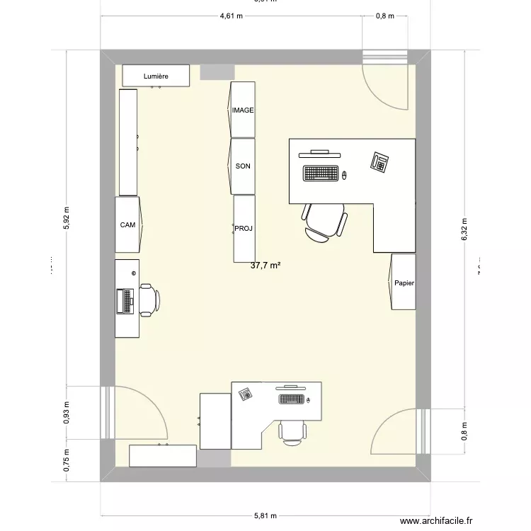 Bureaux assistance. Plan de 1 Pièce et 38 m² Bureaux assistance. Plan de 1 Pièce et 38 m²