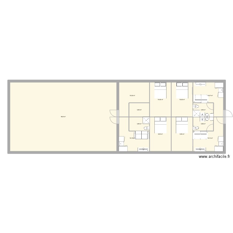 fruit deux. Plan de 13 pièces et 195 m2