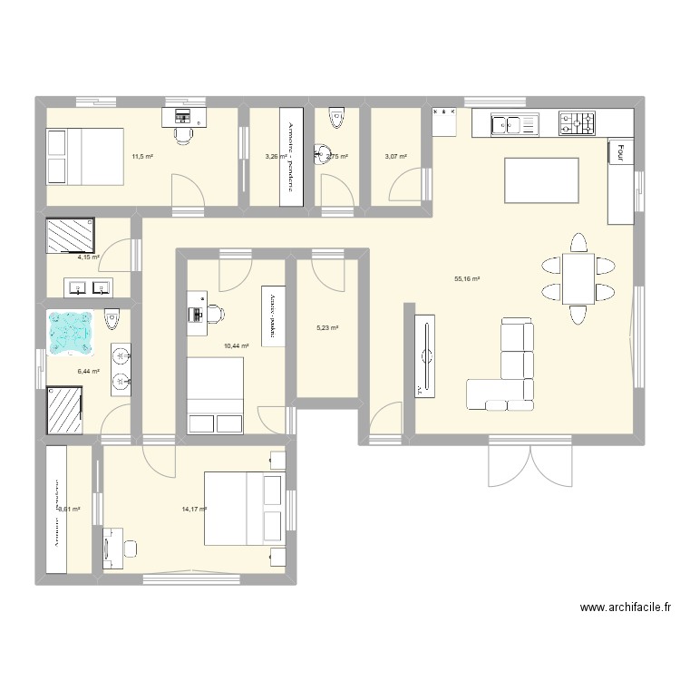 Maison Ozdemir/Chohra. Plan de 11 pièces et 120 m2