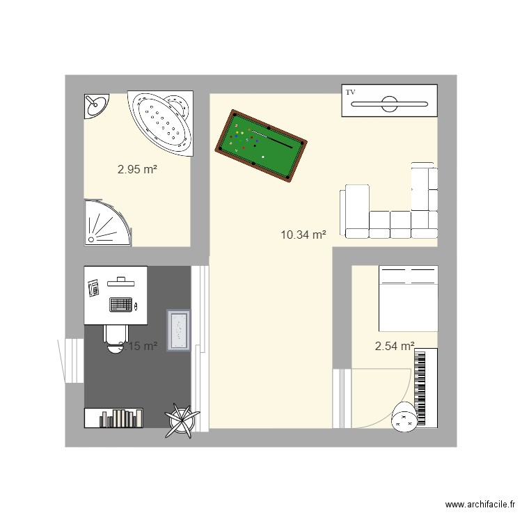 1er. Plan de 4 pièces et 19 m2