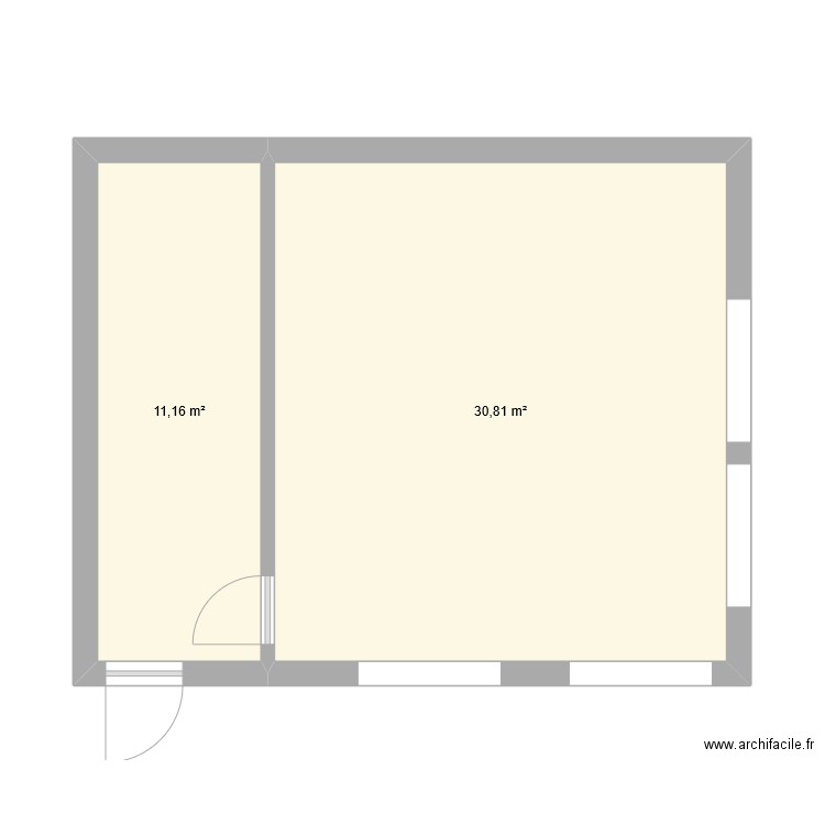Atelier IAA B. Plan de 2 pièces et 42 m2