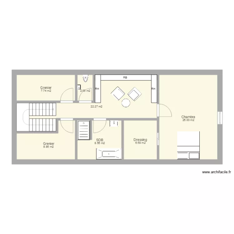 Maison grenier 18b. Plan de 