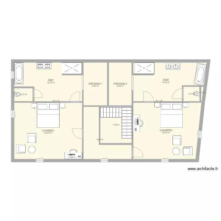 VILLA SCHOEFFERT ETAGE. Plan de 