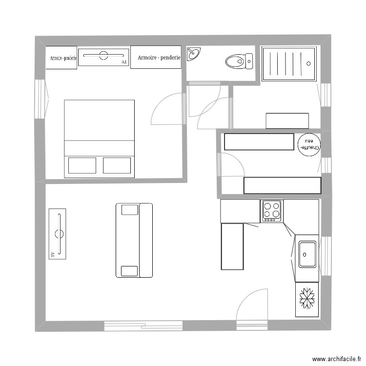 Home 2. Plan de 2 pièces et 47 m2