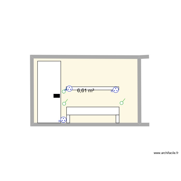 chambre studio vue mur de separation. Plan de 0 pièce et 0 m2