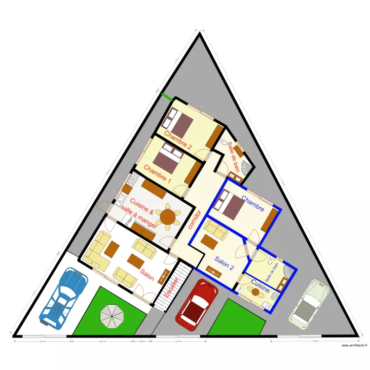 gangi vue en plan etage. Plan de gangi vue en plan etage. Plan de