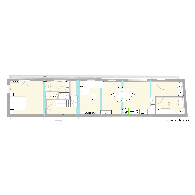 Projet 11 escalier 1/4 centré. Plan de 0 pièce et 0 m2
