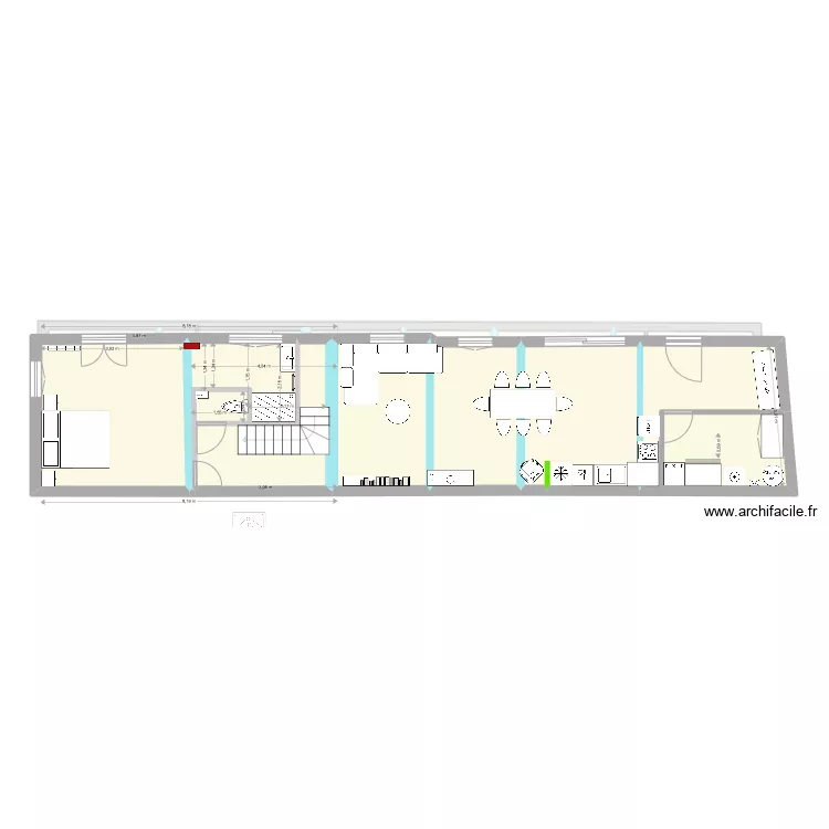 Projet 11 escalier 1/4 centr&eacute;. Plan de 