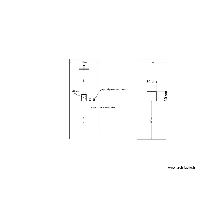 douche chambre amis. Plan de 