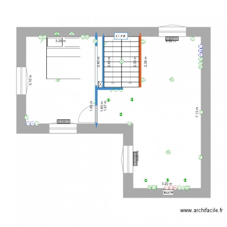 Plan electricité étage projet royere. Plan de 0 pièce et 0 m2