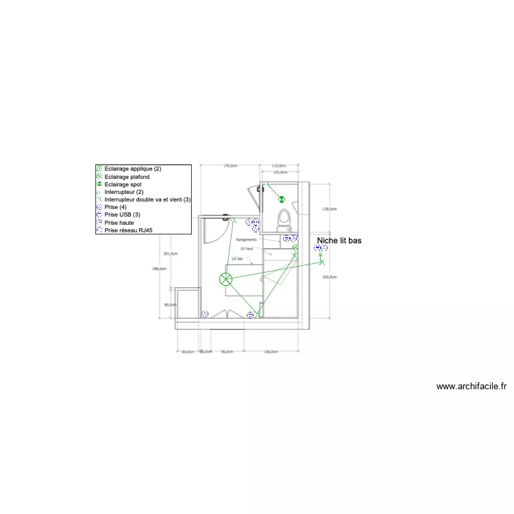 chambre 4 g&icirc;te. Plan de 
